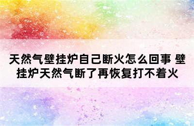 天然气壁挂炉自己断火怎么回事 壁挂炉天然气断了再恢复打不着火